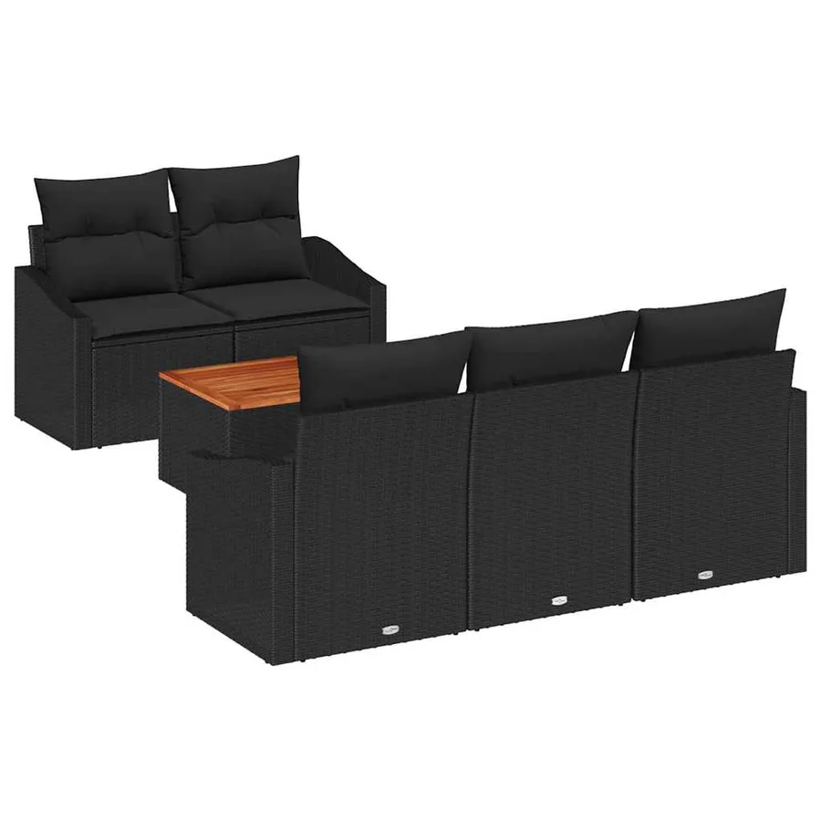 Ensemble de canapé de jardin avec stockage 6 pcs Noir polyrotin - 2