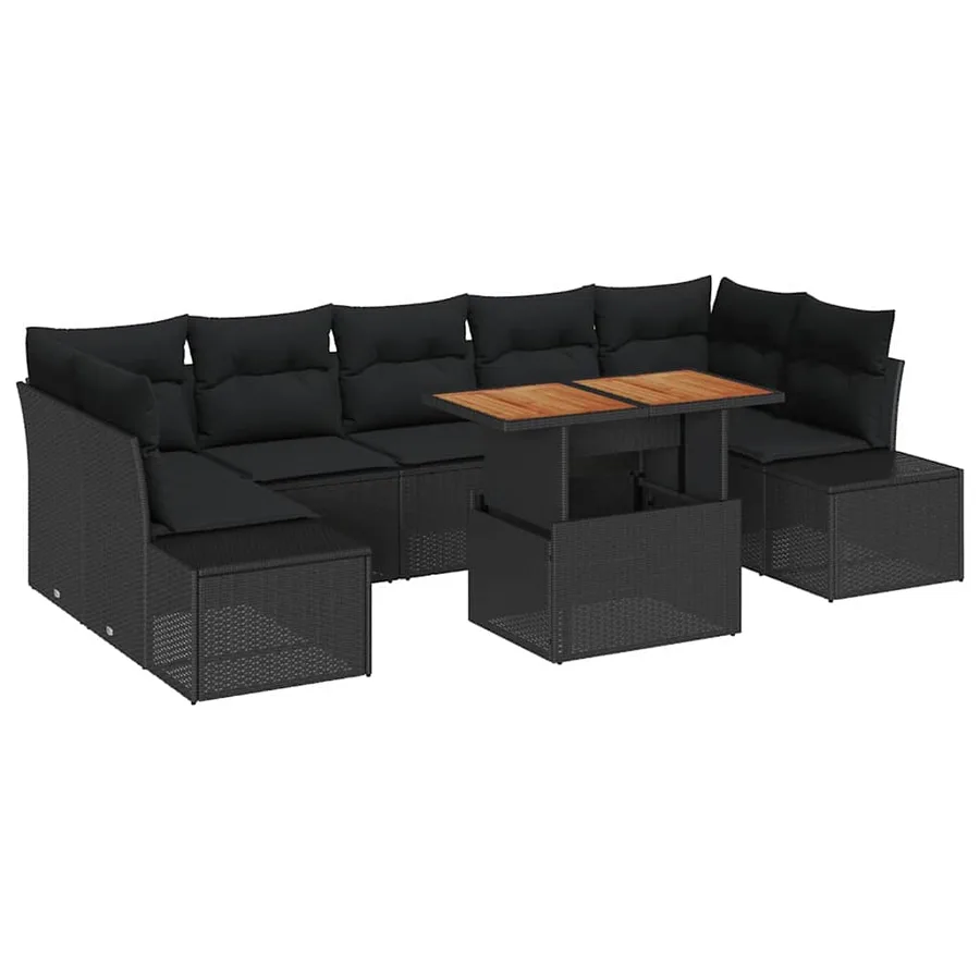 Ensemble de canapé de jardin 8 pc Noir et Marron - 2