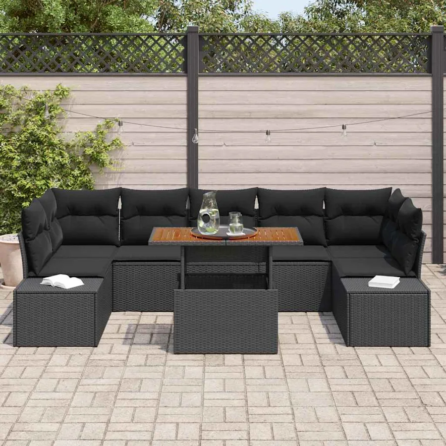 Ensemble de canapé de jardin 8 pc Noir et Marron - 3