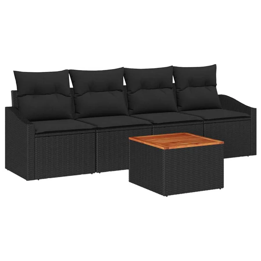 Ensemble de canapé de jardin avec stockage 5 pcs Noir polyrotin - 2