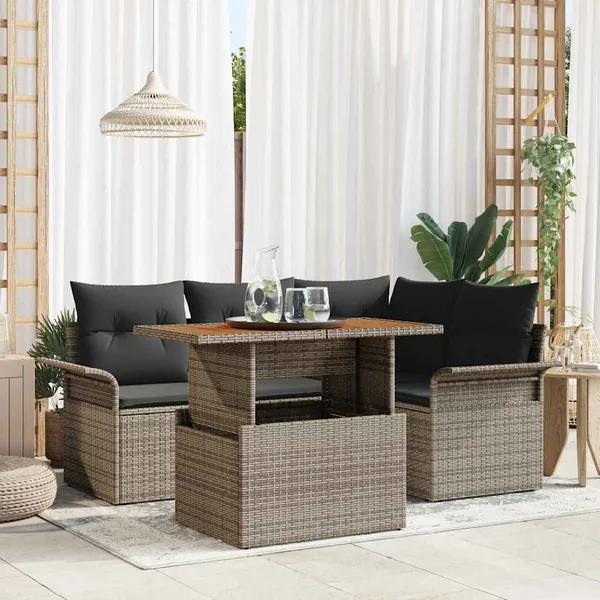 Ensemble de canapé de jardin avec coussin 5 pcs Gris