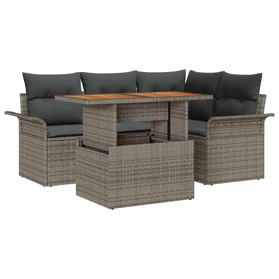 Ensemble de canapé de jardin avec coussin 5 pcs Gris - 2