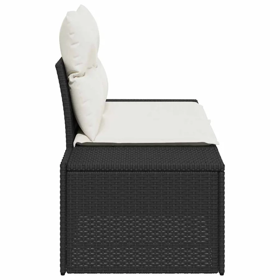 Canapé de jardin avec coussin Noir 184 x 62 x 69 cm polyrotin - 6