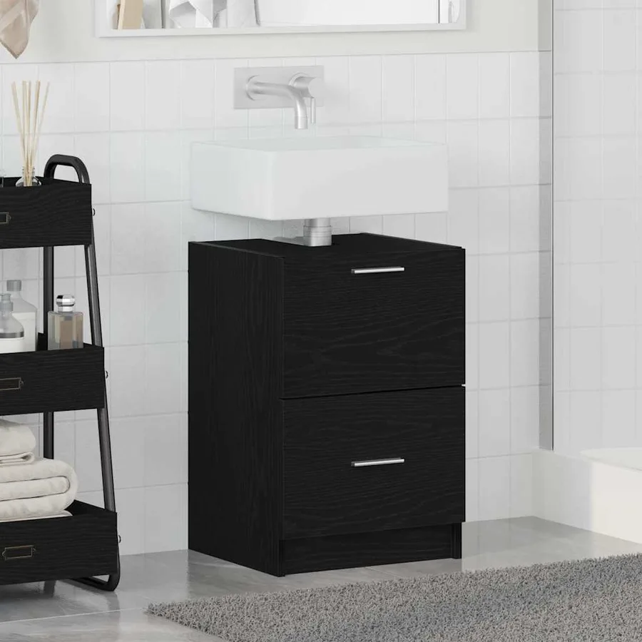 Cabinet de salle de bain avec tiroir Chêne noir 40 x 37 x 59 cm - 4