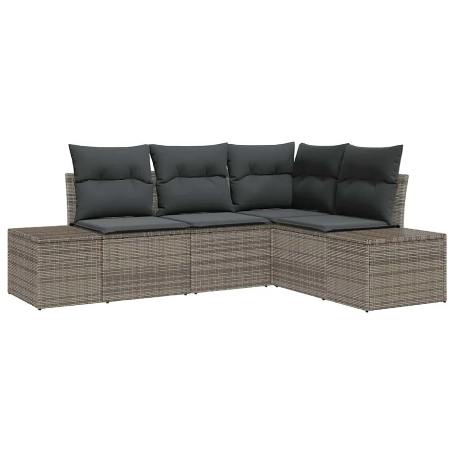 Ensemble de canapé de jardin 4 pcs Gris polyrotin - 2