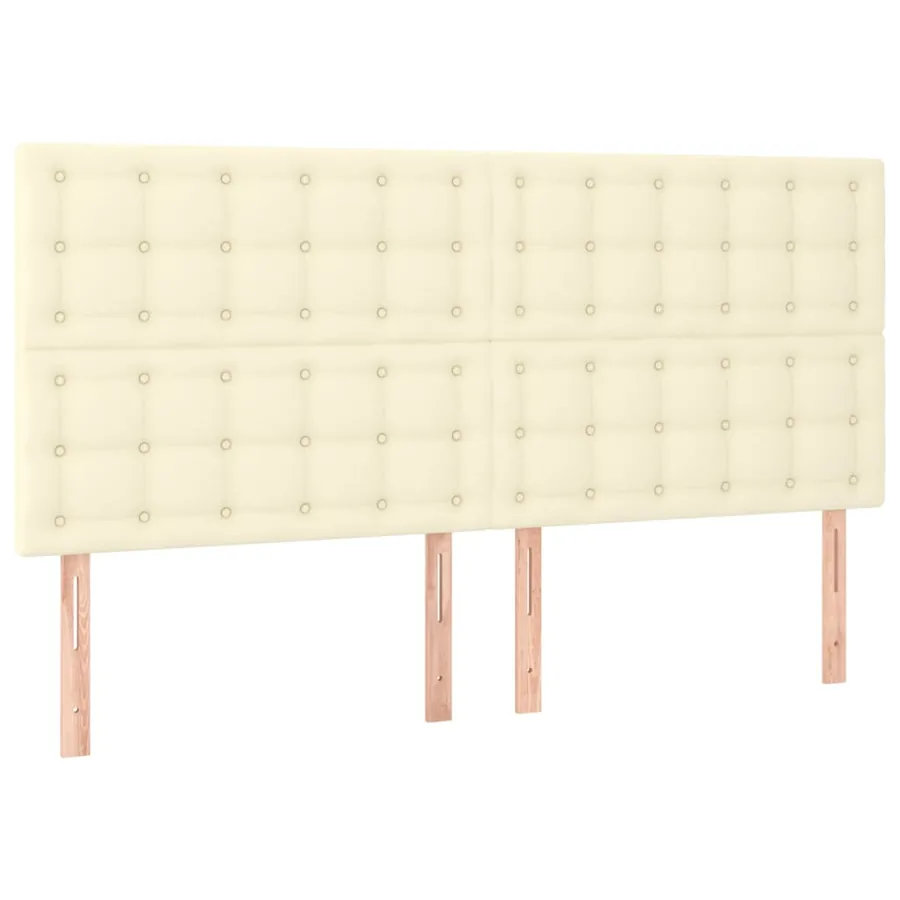 Tête de lit Crème 200x5x118/128 cm Similicuir - 2