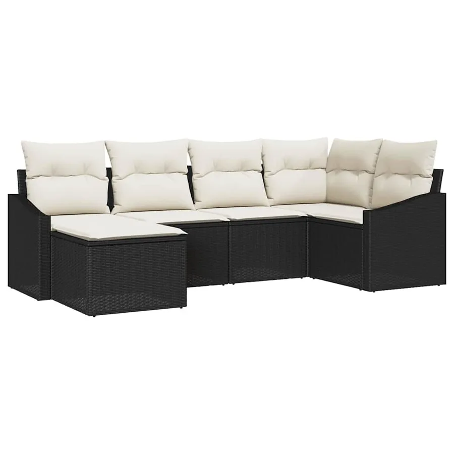 Ensemble de salle à manger pour jardin 6 pcs Noir et Crème - 2
