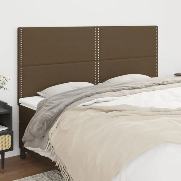 Tête de lit marron foncé 200 x 5 x 118/128 cm Tissu