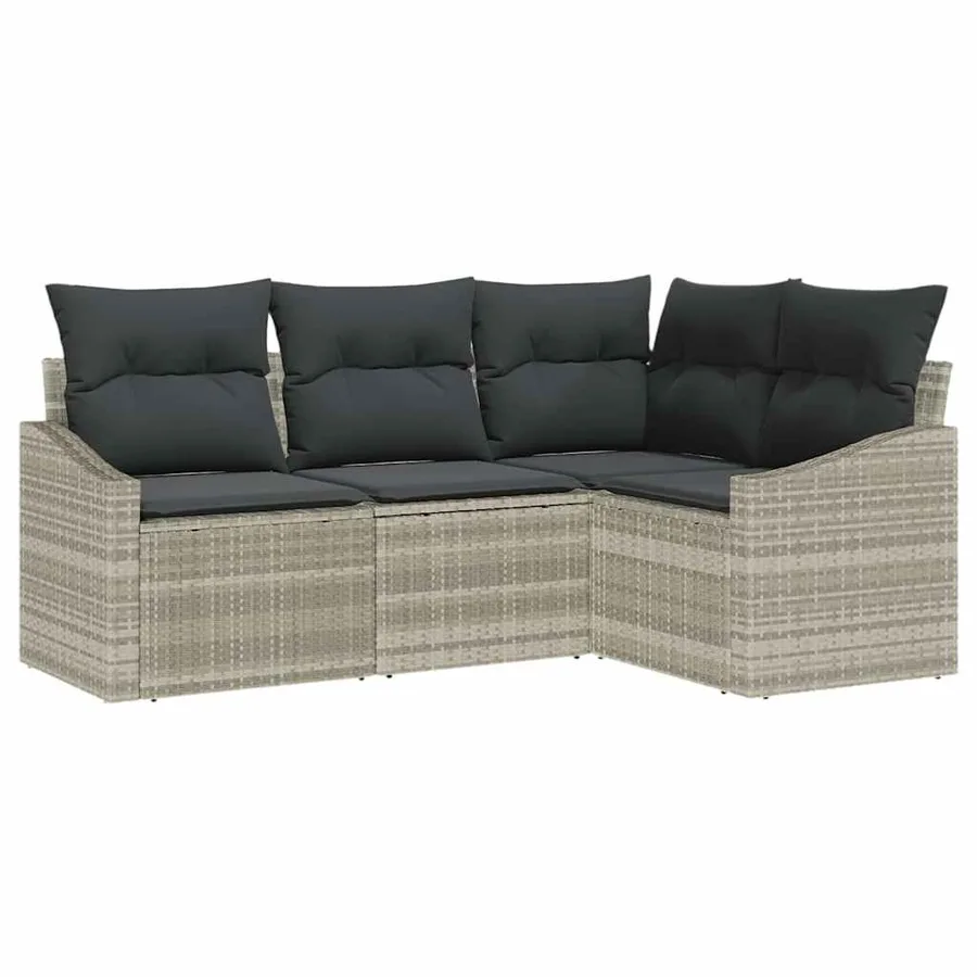 Ensemble de canapé de jardin 4 pcs Gris clair polyrotin - 2