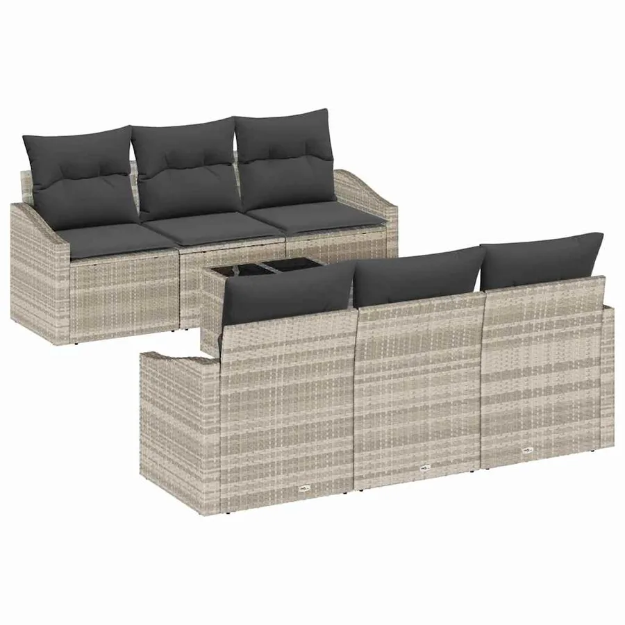 Ensemble de Canapés 7 pcs Gris clair et gris foncé polyrotin - 2