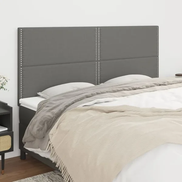 Tête de lit Gris foncé 200x5x118/128 cm Tissu