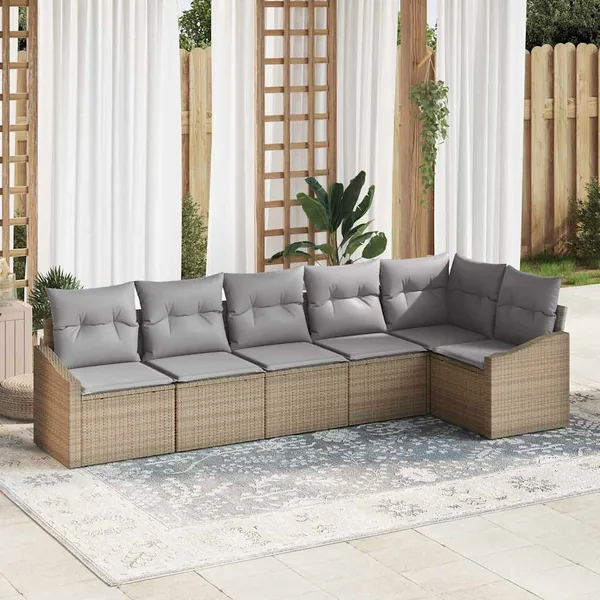 Ensemble de canapé de jardin 6 pcs Beige et Gris clair