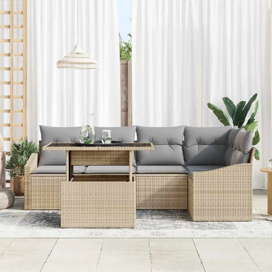 Ensemble de canapé de jardin Réglable 6 pcs Beige et Gris clair - 3