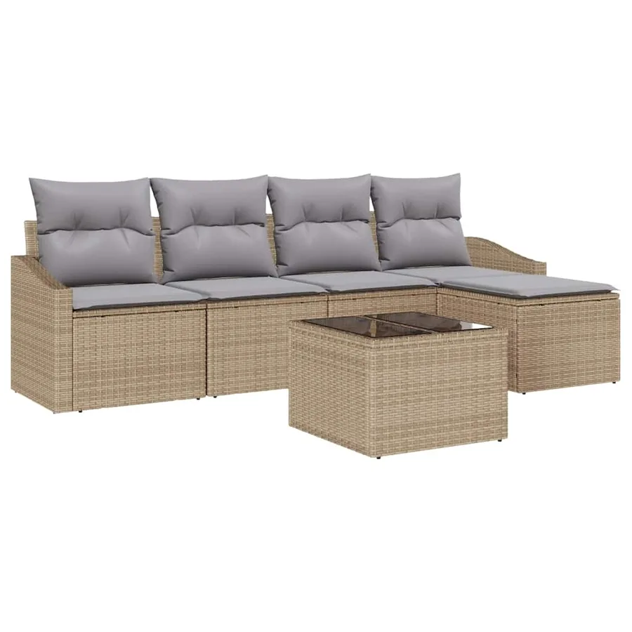 Ensemble de Canapés 6 pcs Beige et Gris clair polyrotin - 2