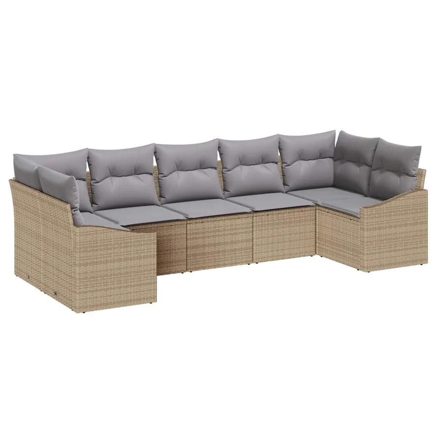 Ensemble de canapé de jardin 7 pcs Beige et Gris clair