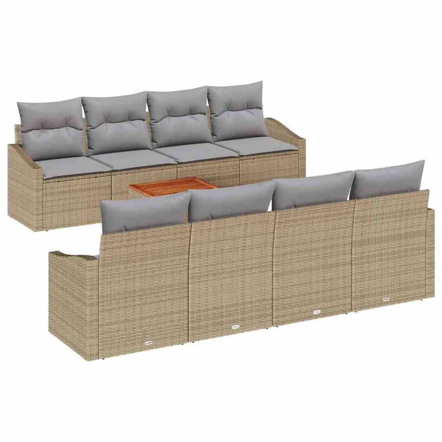 Ensemble de canapé de jardin 9 pcs Beige et Gris clair - 2