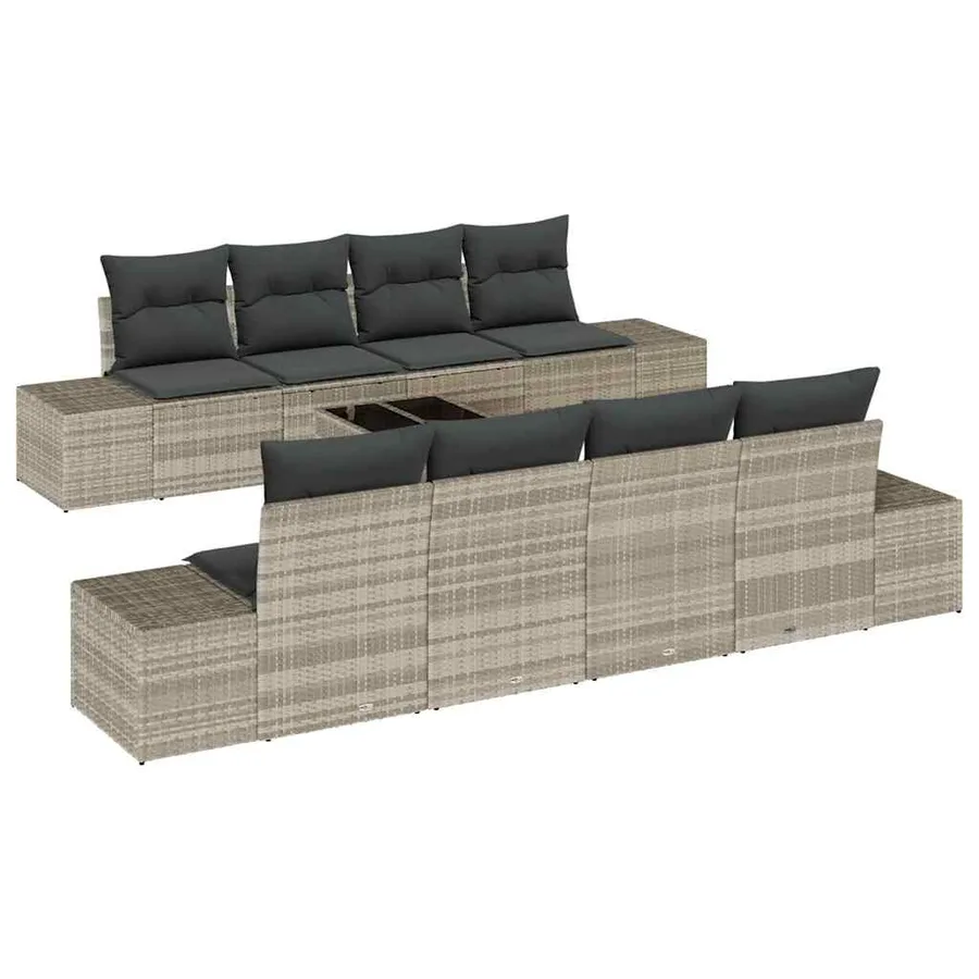 Ensemble de canapé de jardin 7 pcs Gris clair polyrotin - 2