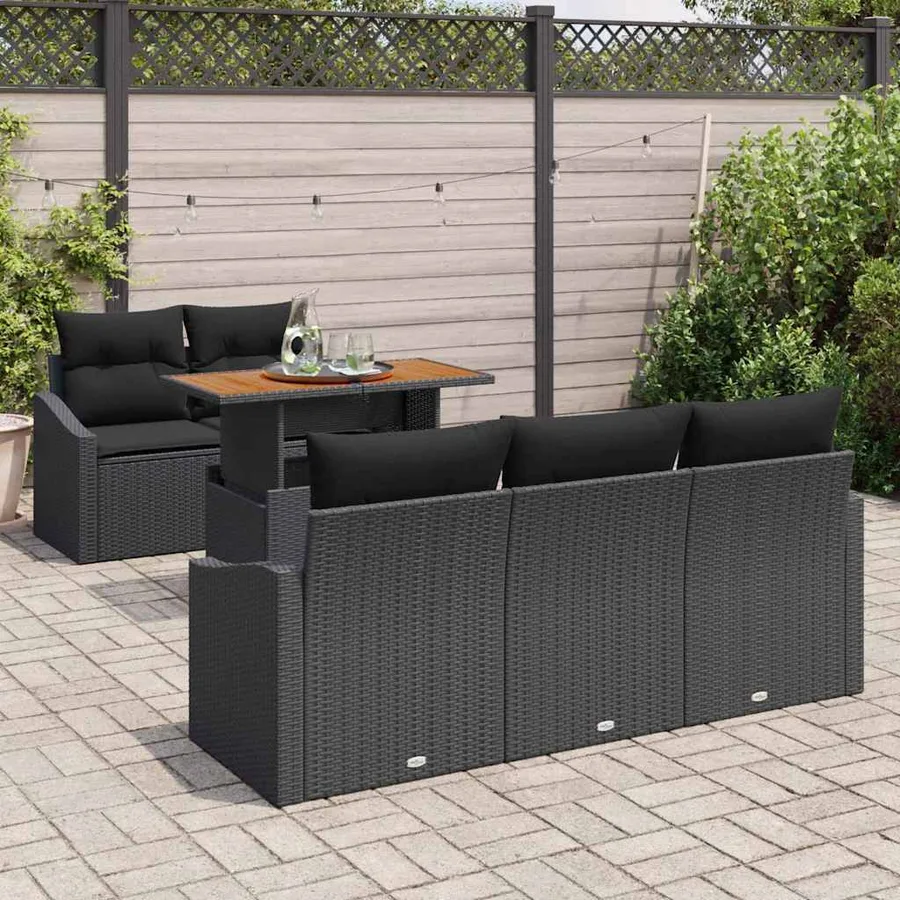 Ensemble de canapé de jardin 6 pc Noir et Marron - 3