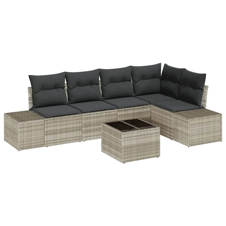 Ensemble de canapé de jardin 6 pcs Gris clair polyrotin - 2