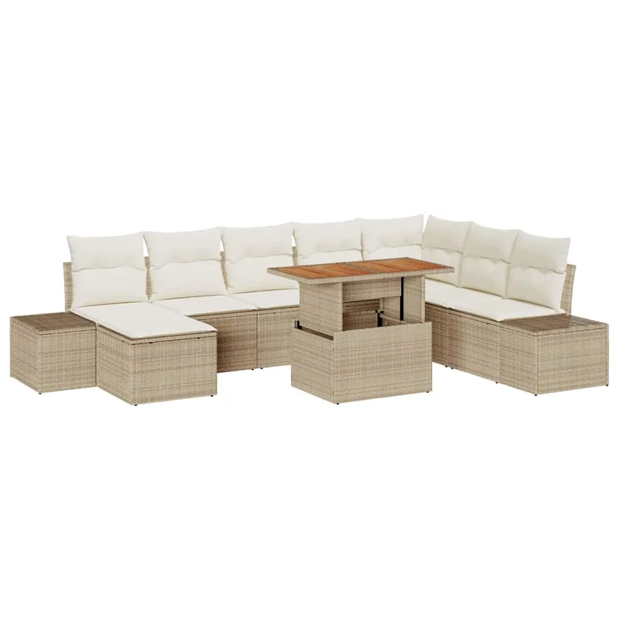 Ensemble de canapé de jardin 9 pcs Beige et crème - 2