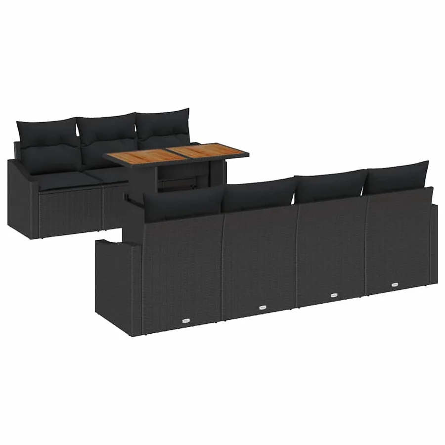 Ensemble de canapé de jardin 8 pc Noir et Marron - 2