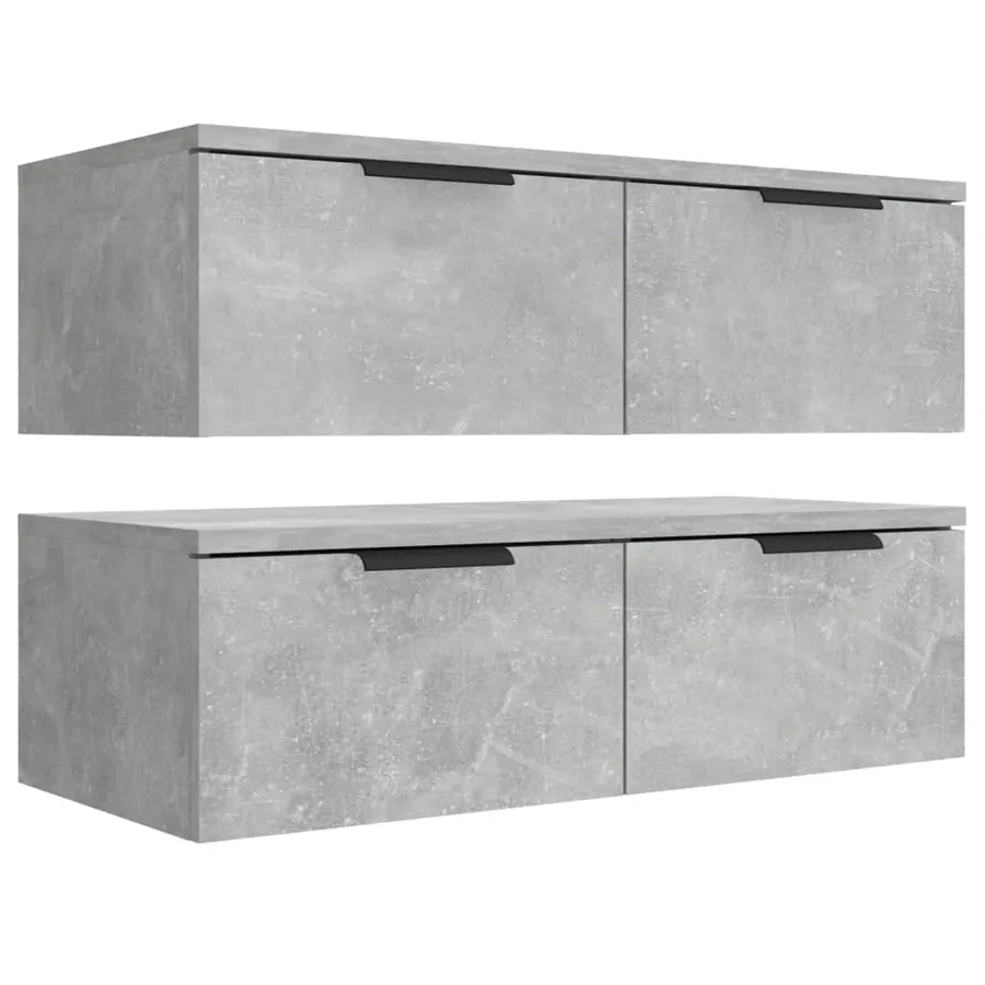 Armoires murales 2 pcs Gris béton 68x30x20 cm Bois d'ingénierie - 6
