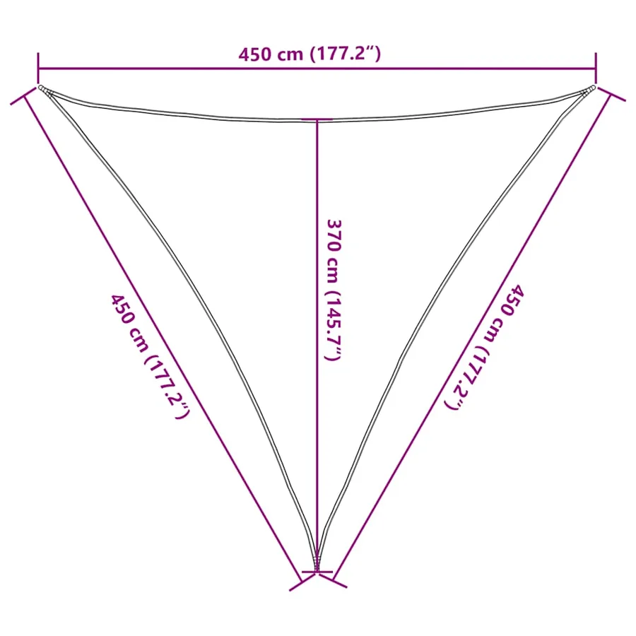 Voile d'ombrage 160 g/m² triangulaire orange 4,5x4,5x4,5 m PEHD - 10