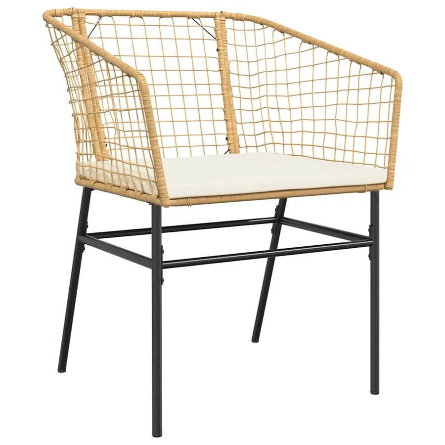 Ensemble à manger jardin coussins 5pcs marron poly rotin verre - 4