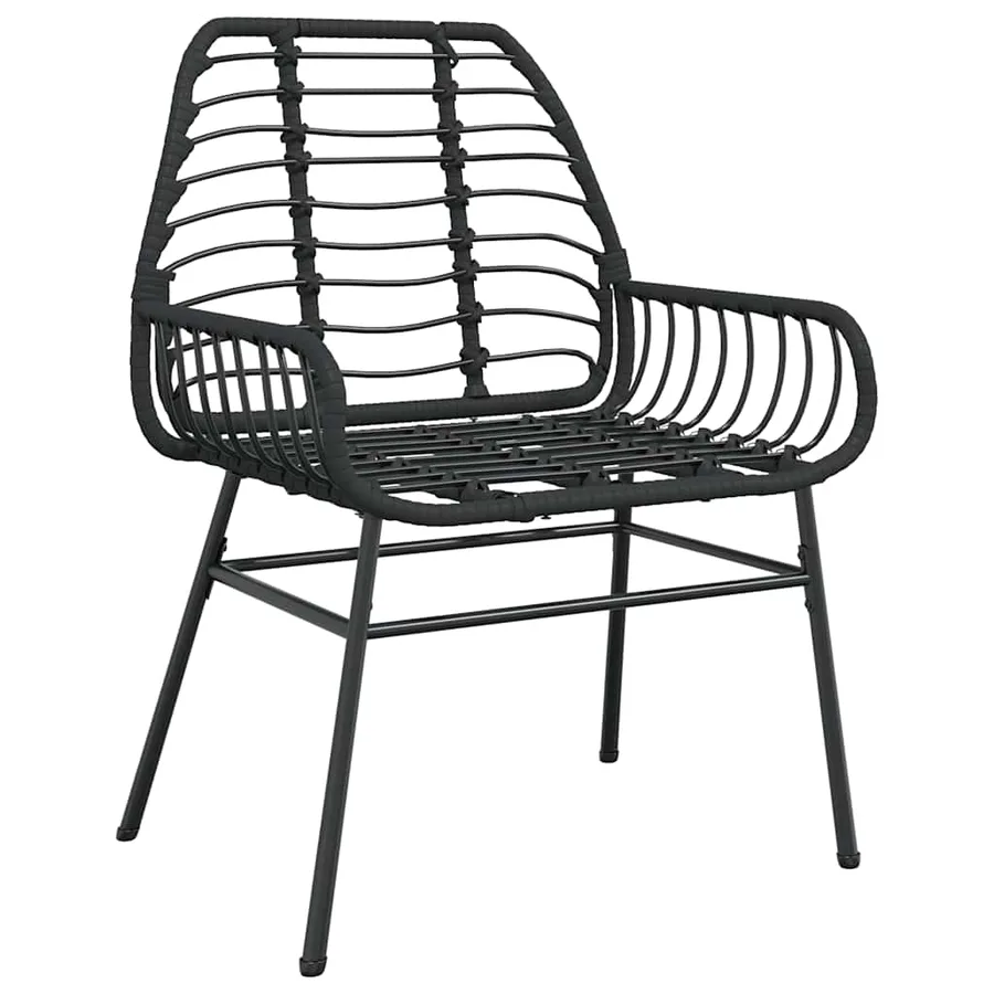 Ensemble à manger de jardin 3 pcs noir résine tressée verre - 4