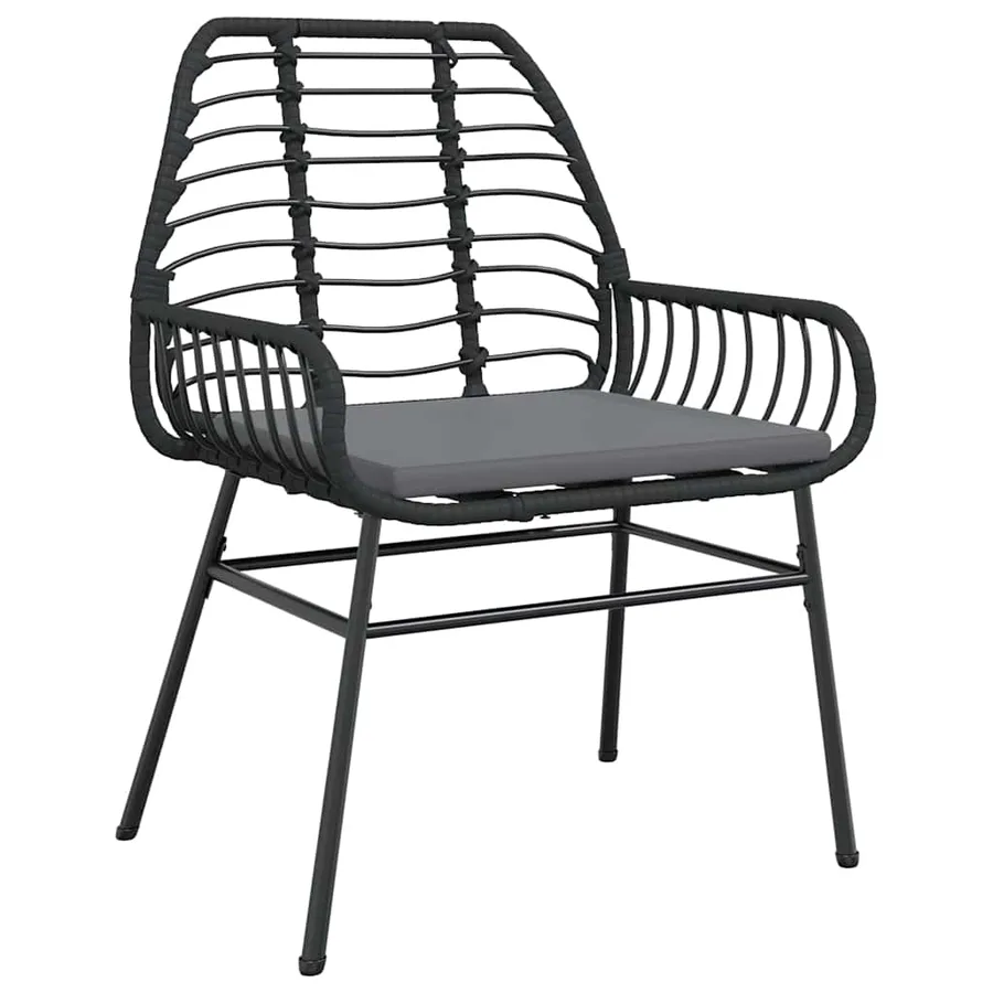 Ensemble à manger de jardin et coussins 3 pcs noir rotin verre - 4