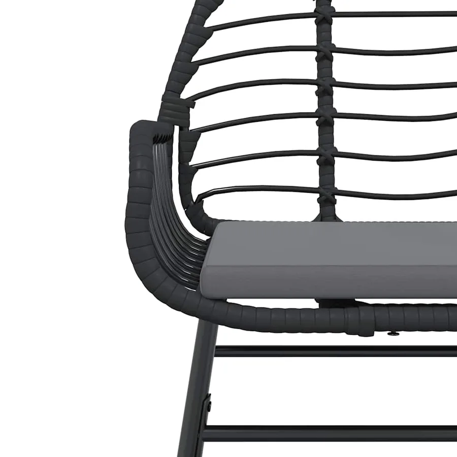 Ensemble à manger de jardin et coussins 3 pcs noir rotin verre - 8