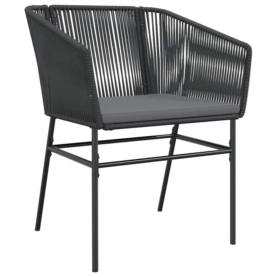 Ensemble à manger de jardin et coussins 3 pcs noir rotin verre - 7
