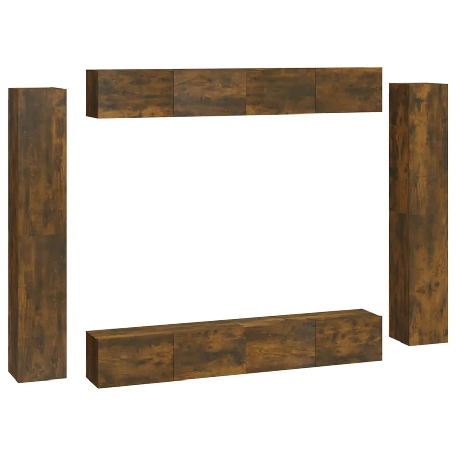 Ensemble de meubles TV 8 pcs Chêne fumé Bois d'ingénierie - 2