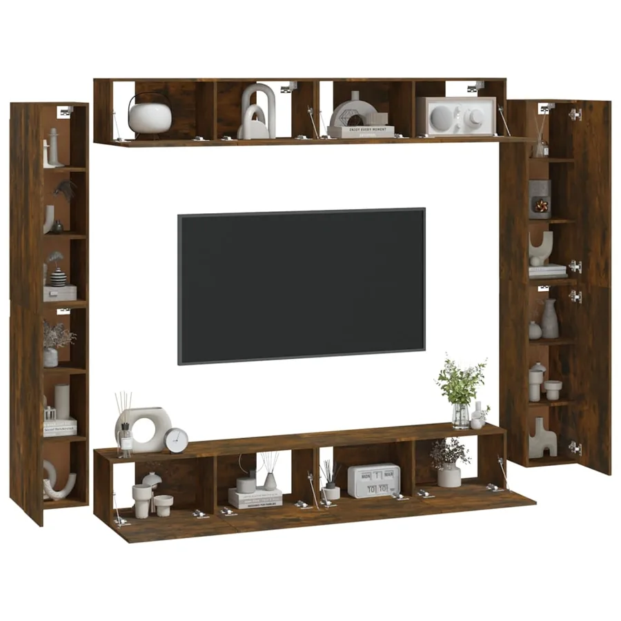 Ensemble de meubles TV 8 pcs Chêne fumé Bois d'ingénierie - 3