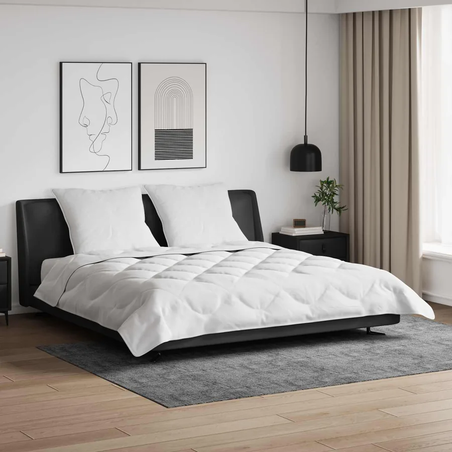 Duvet d'été simple avec oreiller 3 pcs Blanc Microfibre