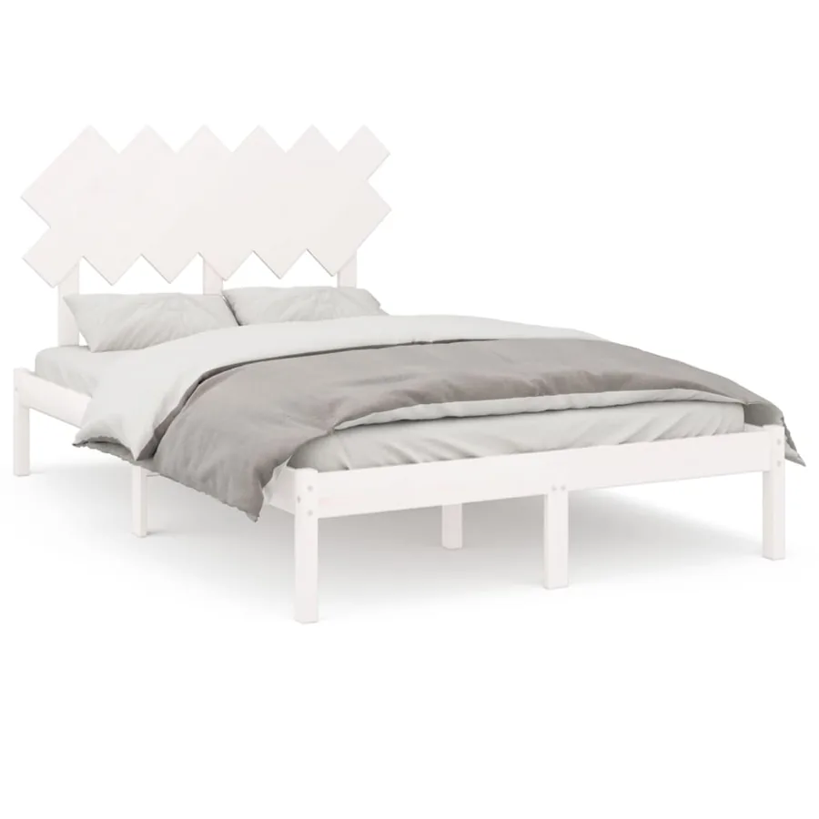 Cadre de lit sans matelas blanc 120x200 cm bois massif - 2