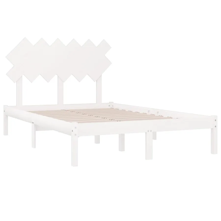 Cadre de lit sans matelas blanc 120x200 cm bois massif - 4