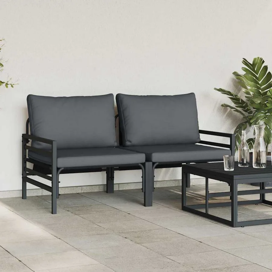Mobilier de jardin 2 Pièce Anthracite 80 x 80 x 71 cm Acier - 3