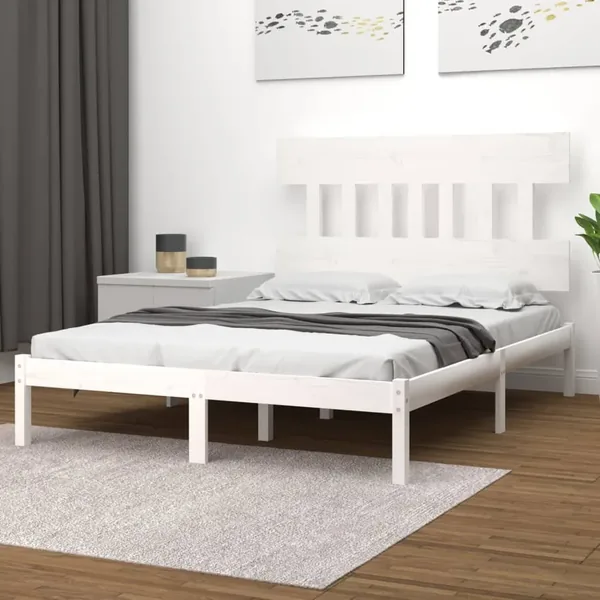 Cadre de lit sans matelas blanc 120x200 cm bois massif