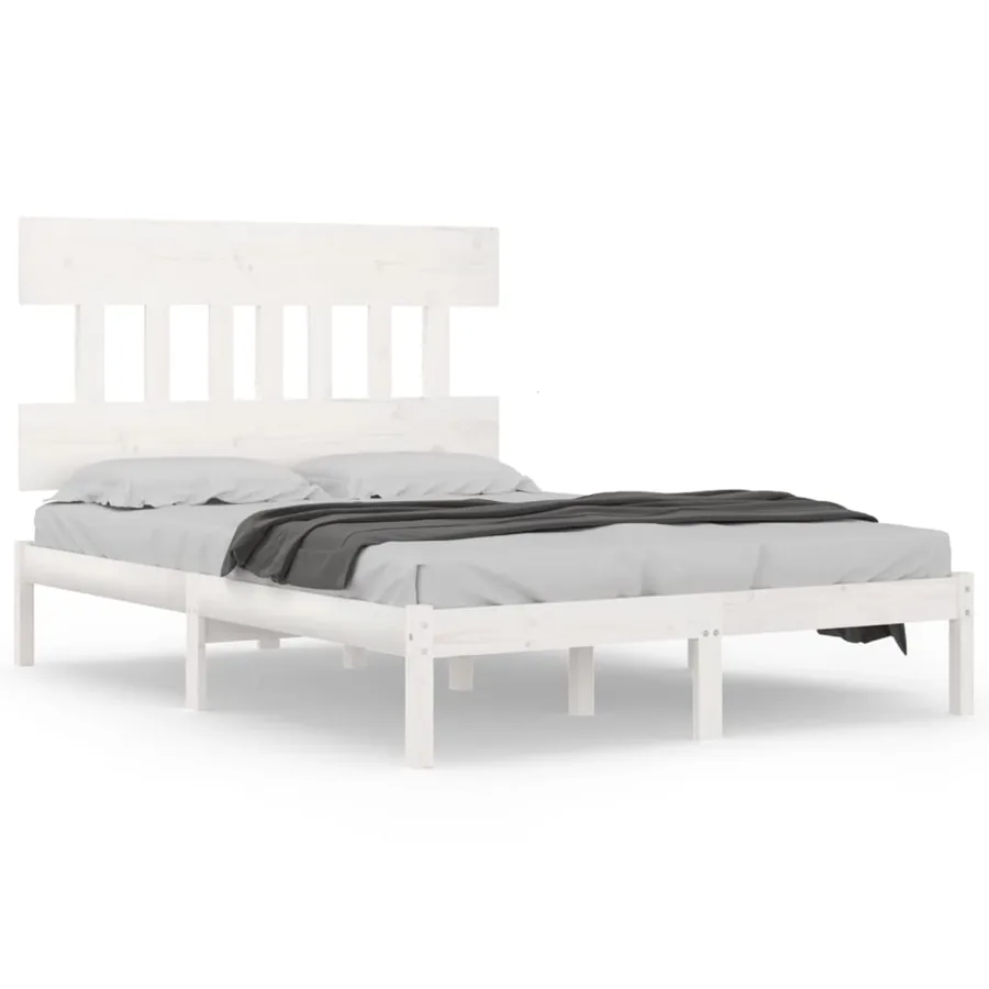 Cadre de lit sans matelas blanc 120x200 cm bois massif - 2