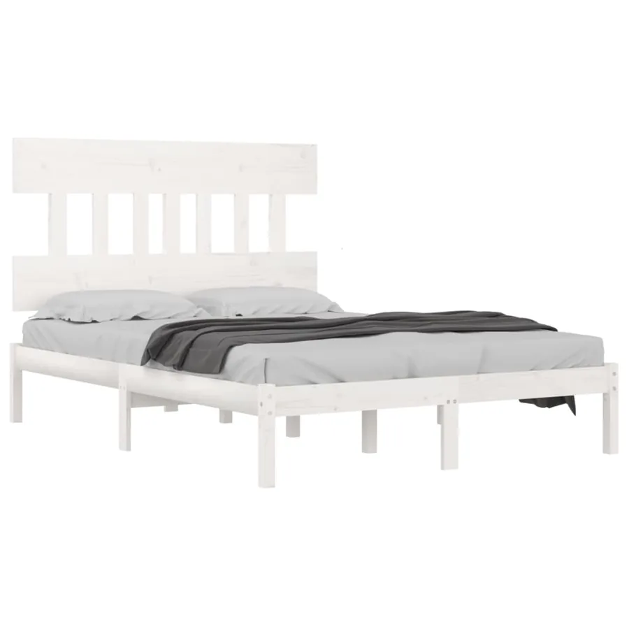 Cadre de lit sans matelas blanc 120x200 cm bois massif - 3
