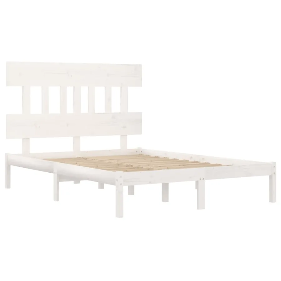 Cadre de lit sans matelas blanc 120x200 cm bois massif - 4