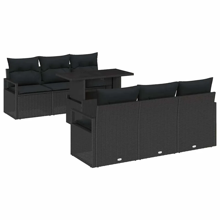 Ensemble de canapé de jardin avec stockage 7 pcs Noir polyrotin - 2