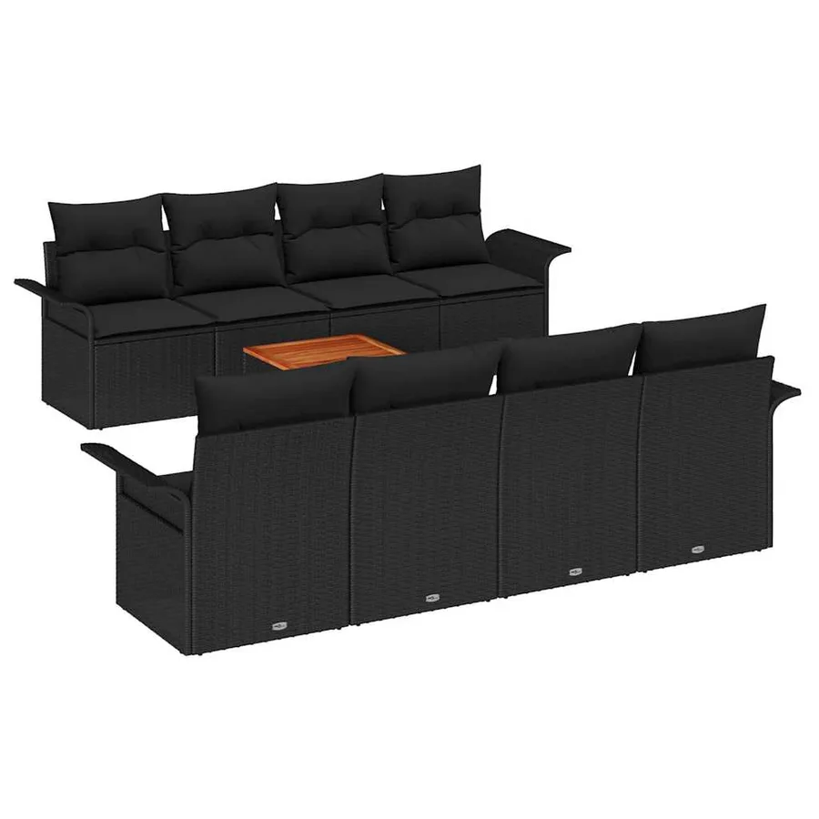 Ensemble de canapé de jardin avec stockage 9 pcs Noir polyrotin - 2