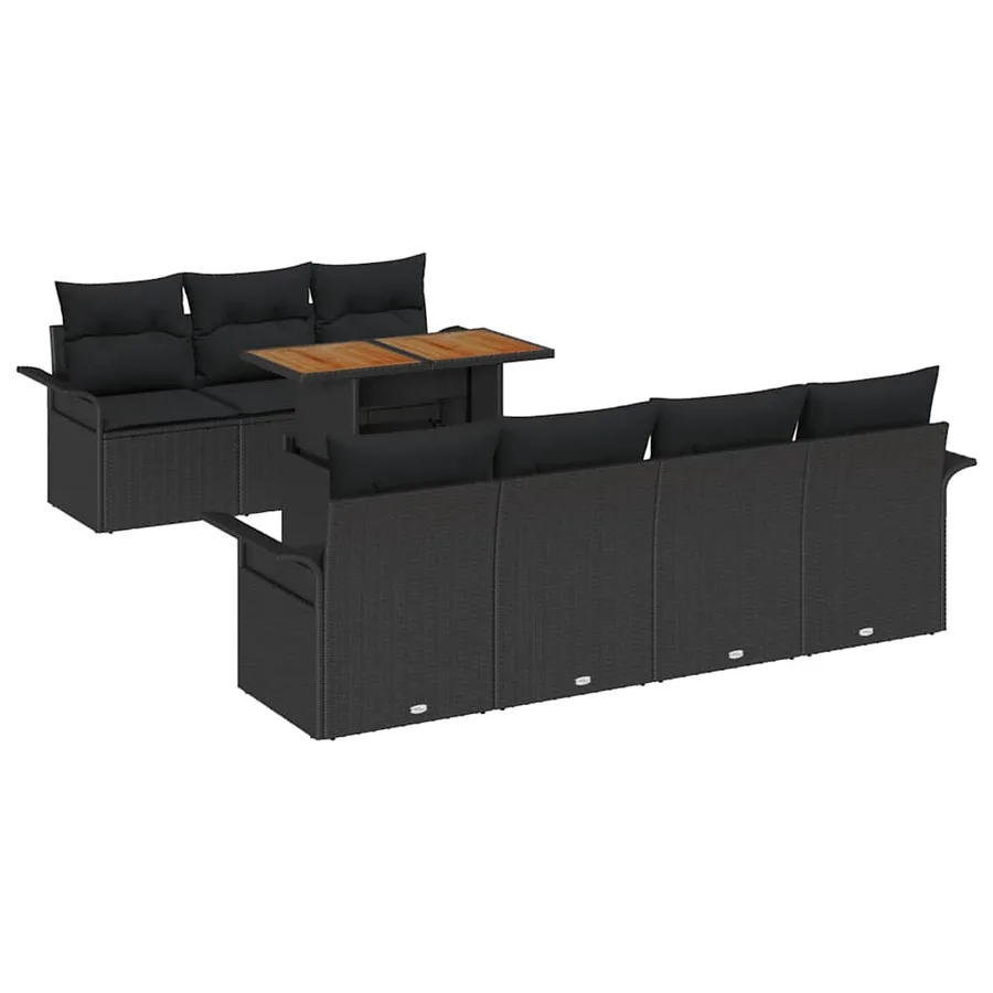 Ensemble de canapé de jardin avec coussin 8 pcs Noir - 2