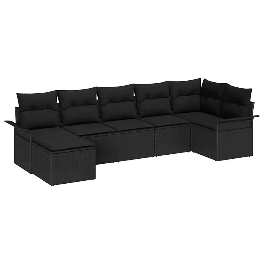 Ensemble de canapé de jardin avec stockage 7 pcs Noir polyrotin - 2