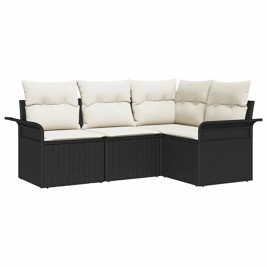 Ensemble de canapé de jardin avec stockage 4 pcs Noir polyrotin - 2