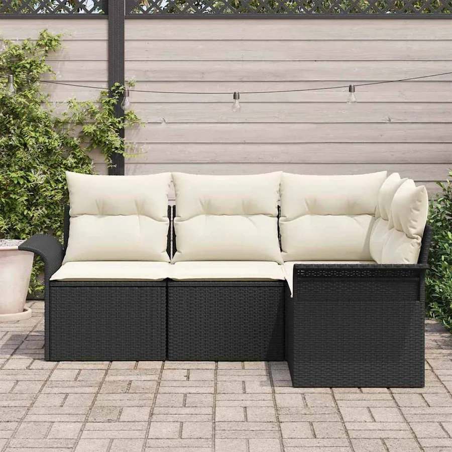 Ensemble de canapé de jardin avec stockage 4 pcs Noir polyrotin - 3