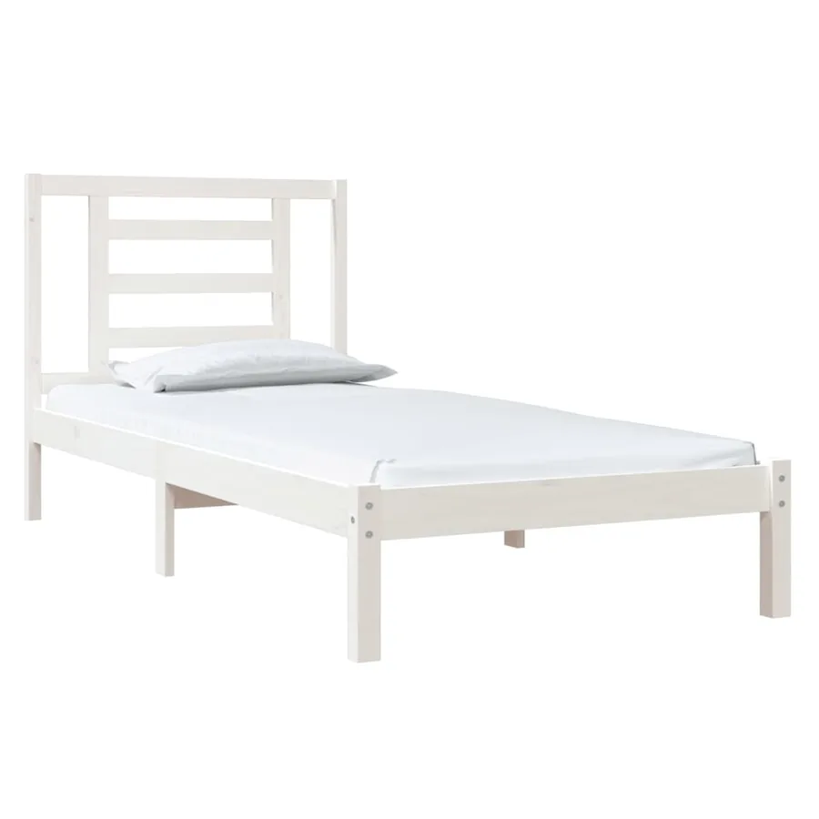 Cadre de lit sans matelas blanc 90x200 cm bois de pin massif - 3
