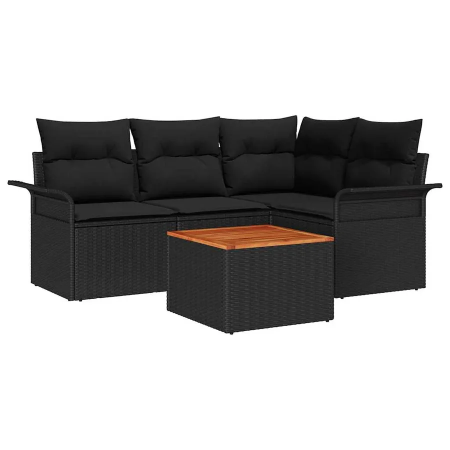 Ensemble de canapé de jardin avec stockage 5 pcs Noir polyrotin - 2
